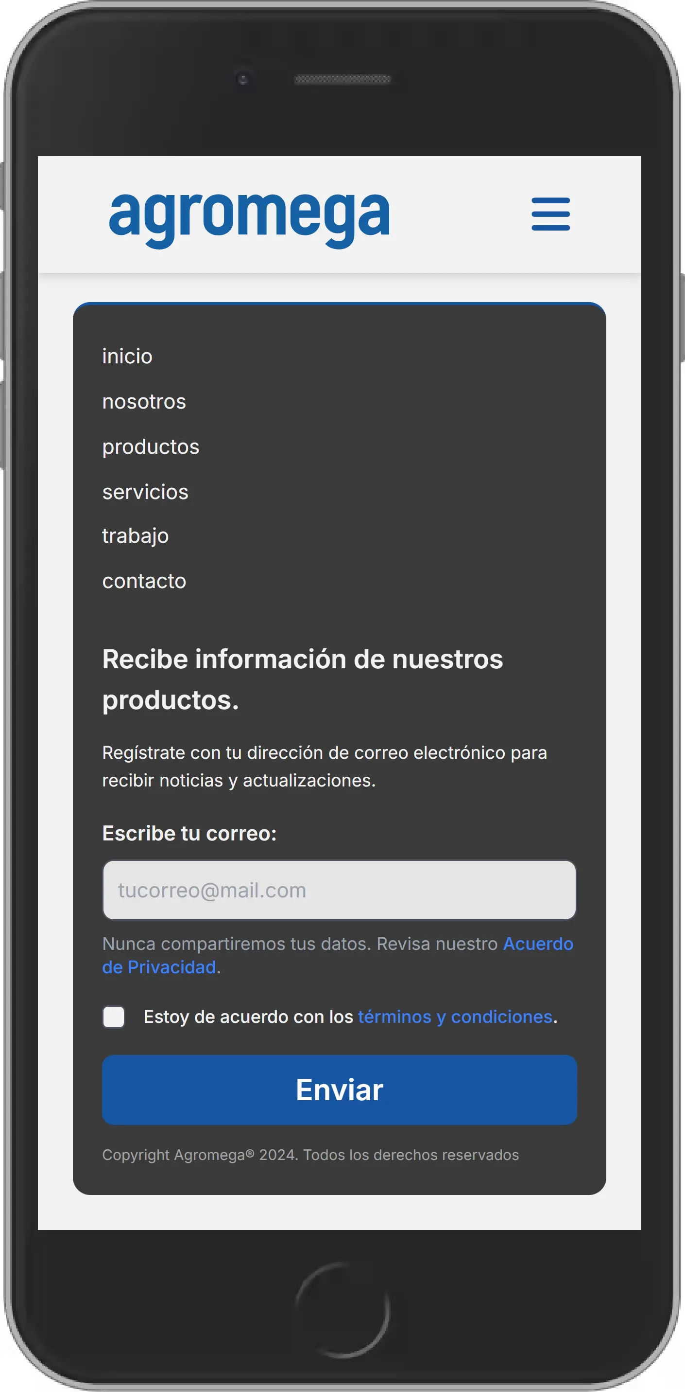 website mobile footer